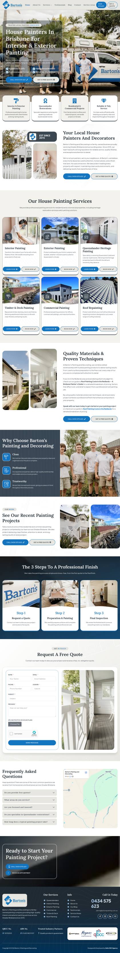 Painting company website, mobile view