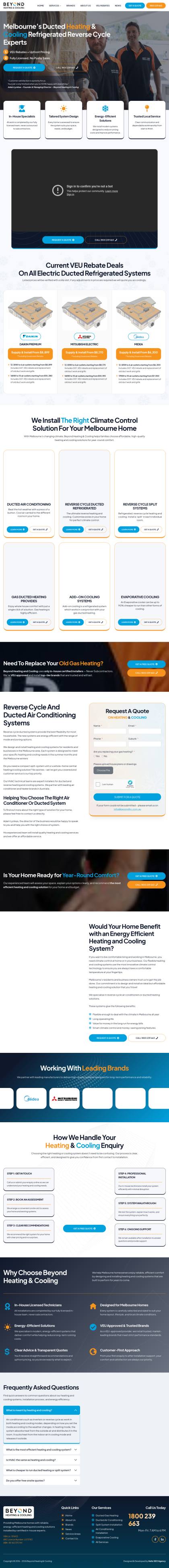 Heating & cooling website, mobile view
