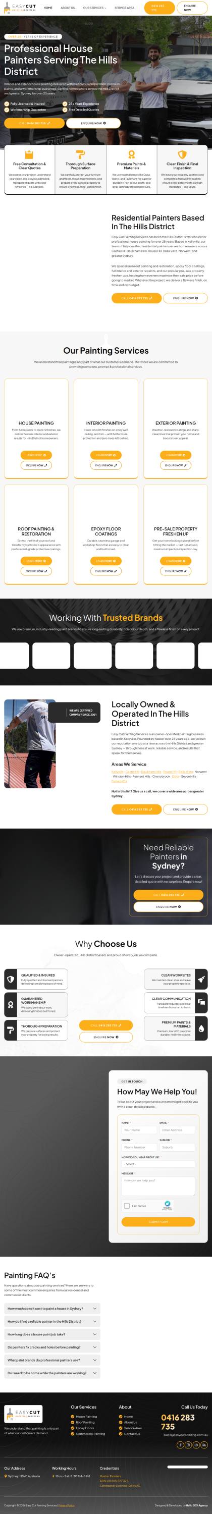 Painting company website, mobile view