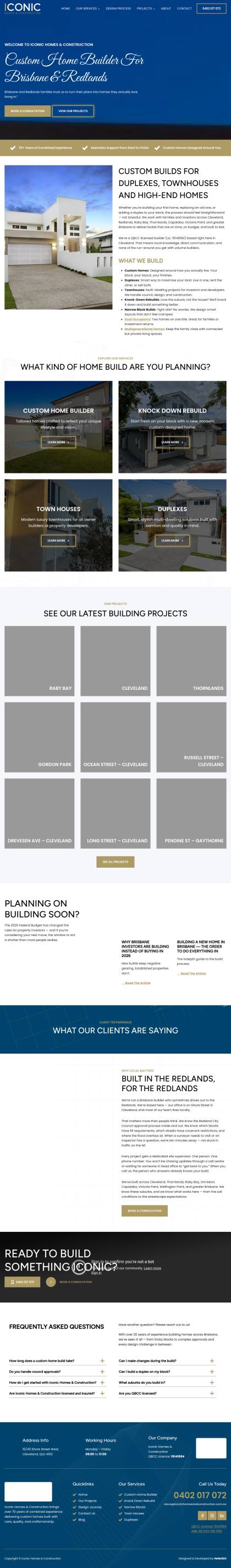 Home builder website, mobile view