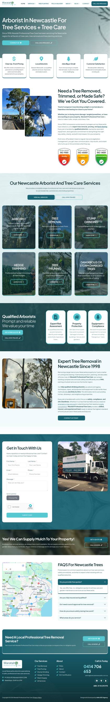 Arborist website, mobile view